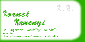 kornel namenyi business card